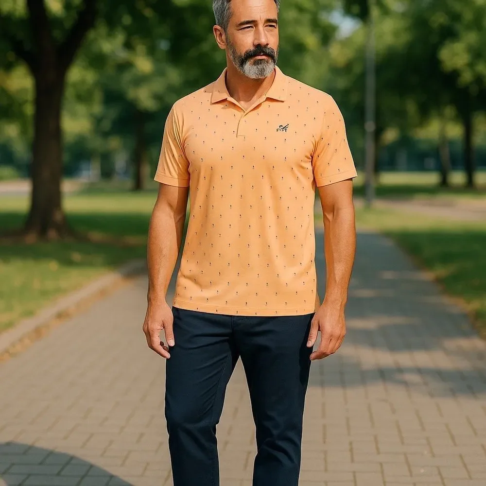 Men’s Adidas Orange Print Golf Polo Shirt Size‎ Large